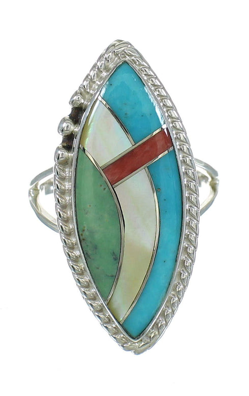Southwestern Multicolor Genuine Sterling Silver Ring Size 6-1/2 YX84030